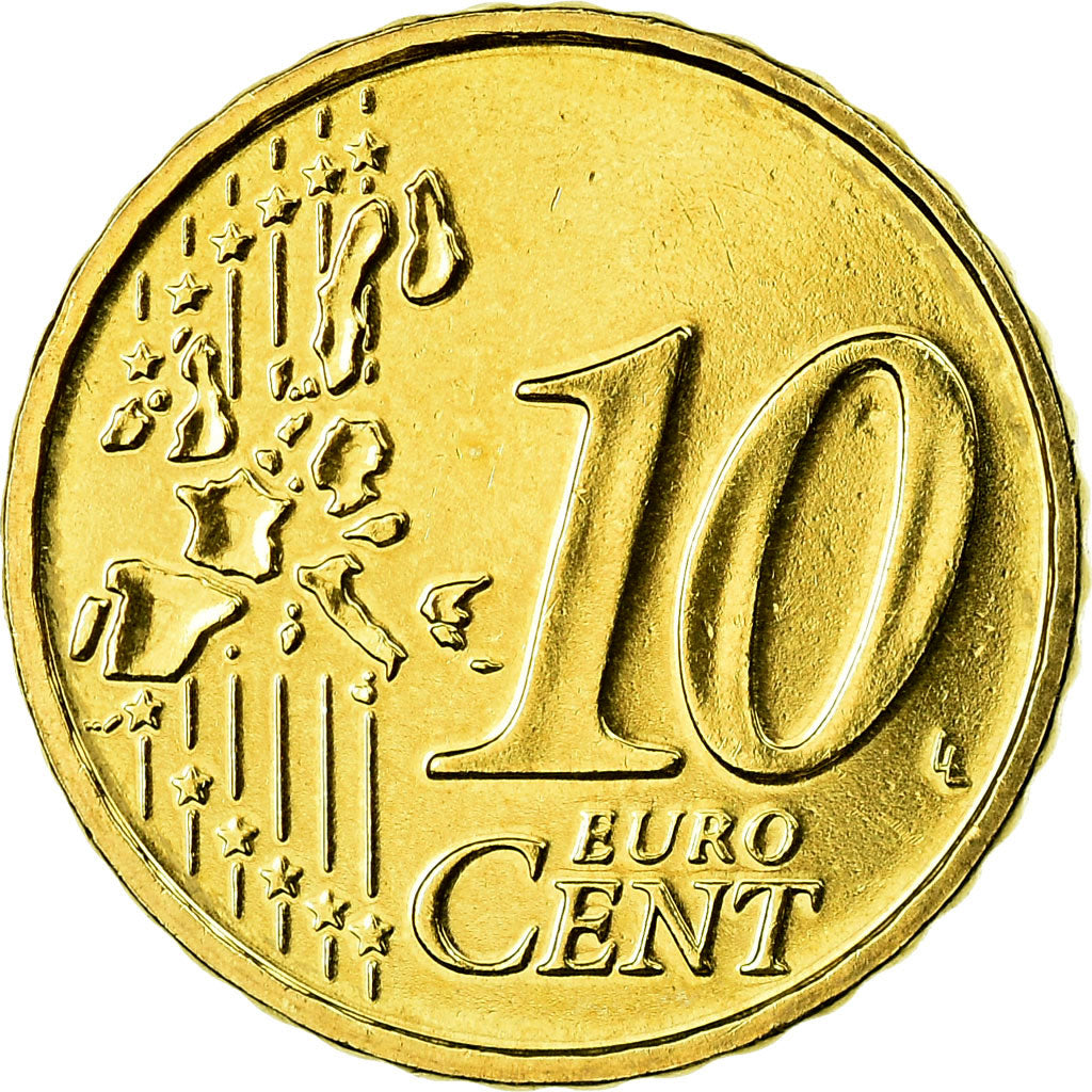 Portugal, 10 Euro Cent, 2007, BU, MS(65-70), Brass, KM:743