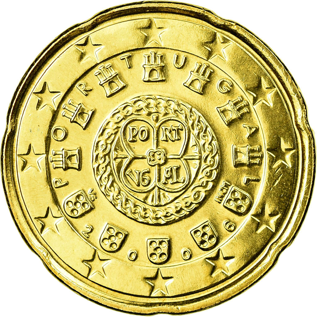 Portugal, 20 Euro Cent, 2006, MS(65-70), Latão, KM:744