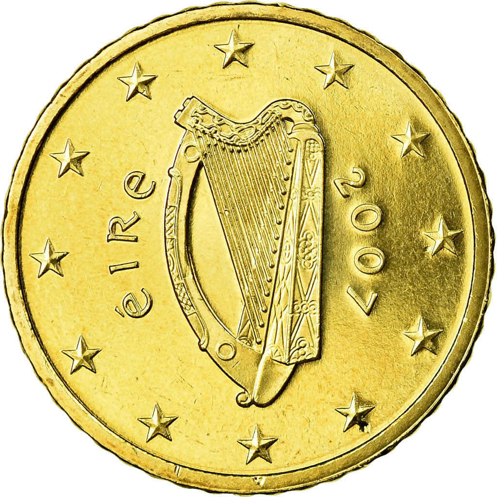 IRELAND REPUBLIC, 50 Euro Cent, 2007, MS(65-70), Brass, KM:49