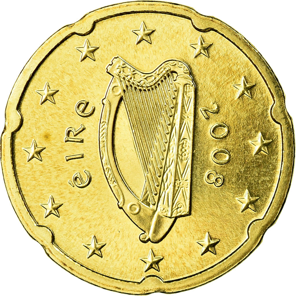 IRELAND REPUBLIC, 20 Euro Cent, 2008, FDC, Laiton, KM:48