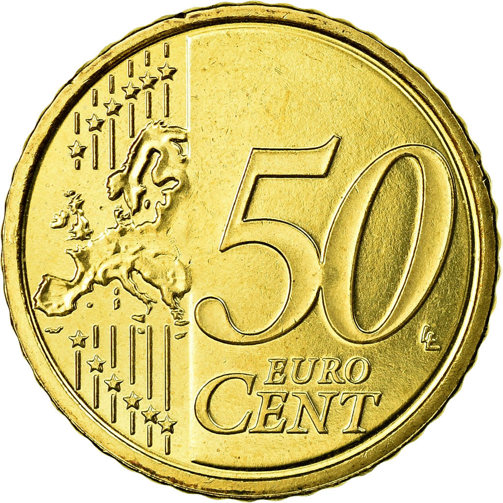 IRELAND REPUBLIC, 50 Euro Cent, 2008, MS(65-70), Brass, KM:49
