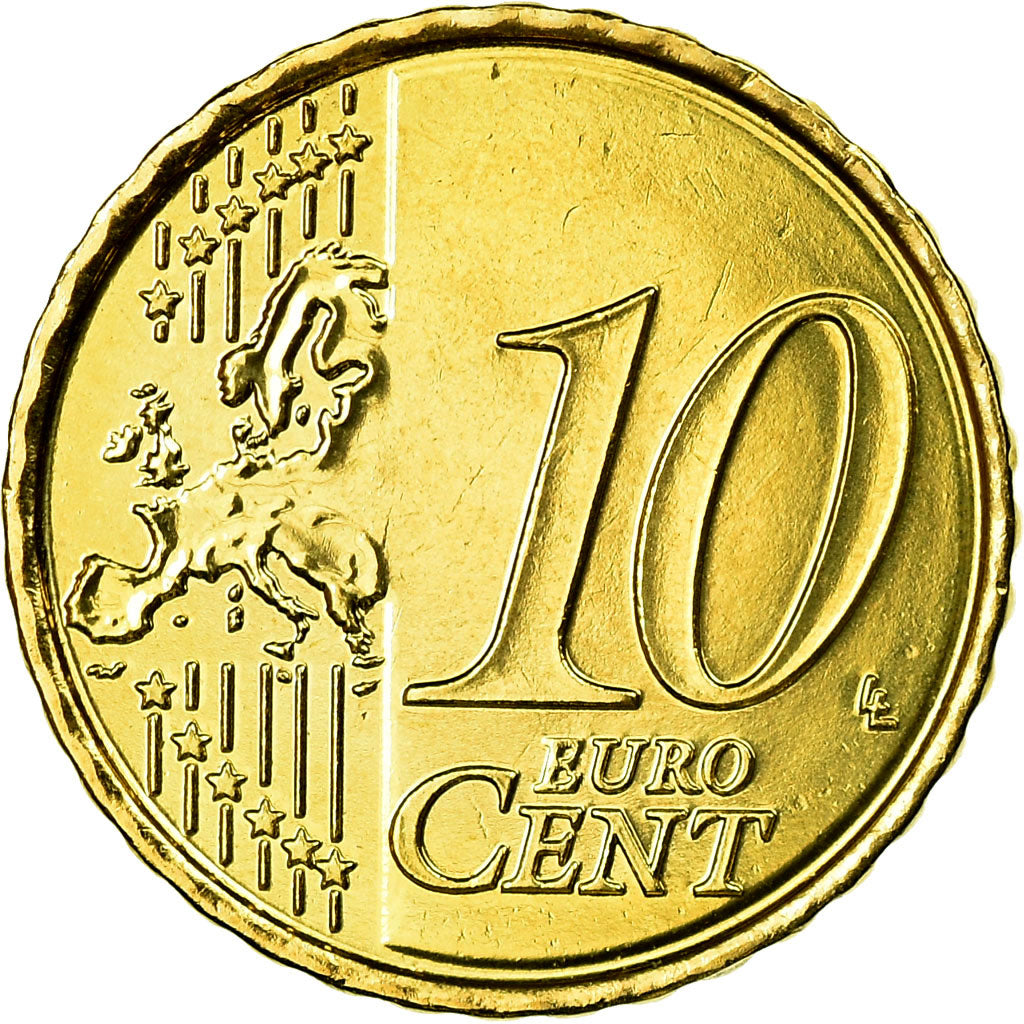 Belgium, 10 Euro Cent, 2007, MS(65-70), Brass, KM:242