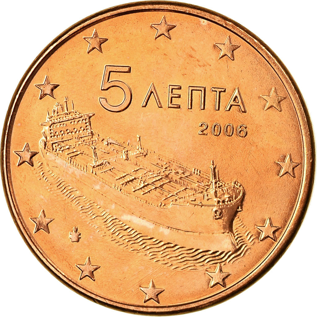 Grecia, 5 Euro Cent, 2006, FDC, Cobre chapado en acero, KM:183