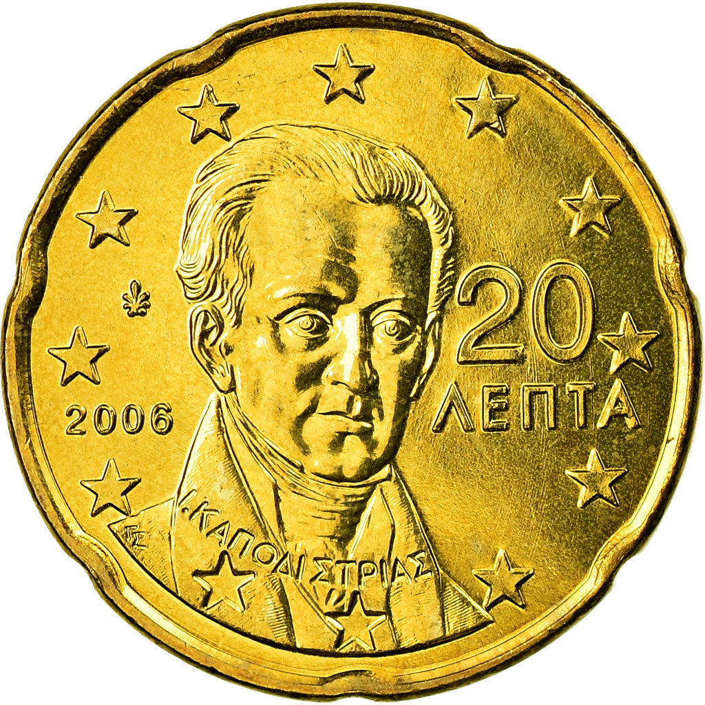 Grecia, 20 Euro Cent, 2006, FDC, Latón, KM:185