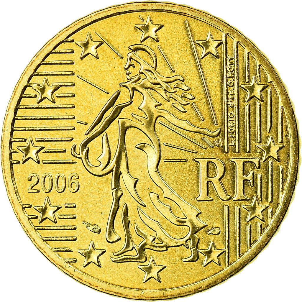 France, 50 Euro Cent, 2006, MS(65-70), Brass, KM:1287
