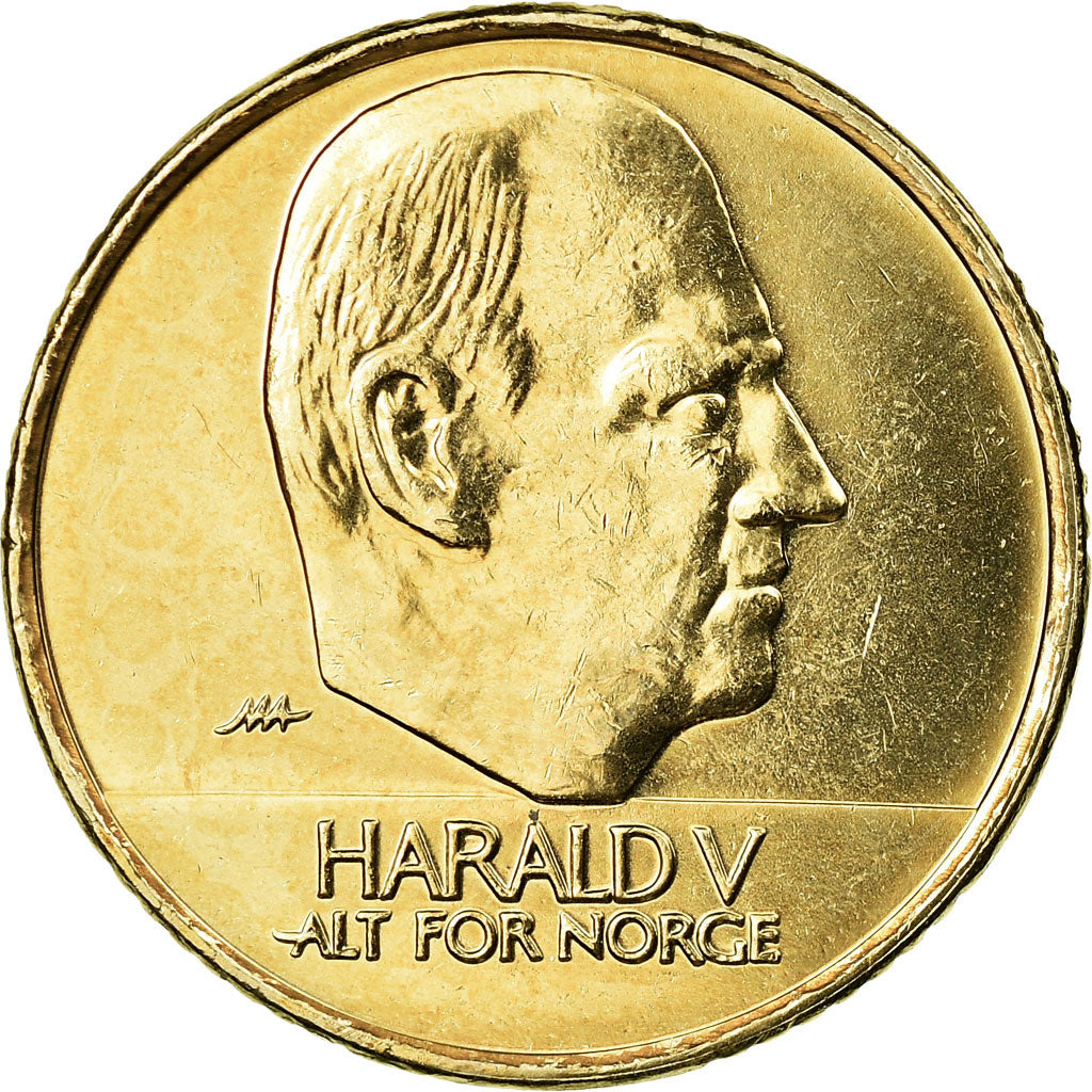 Coin, Norway, Harald V, 10 Kroner, 2007, AU(55-58), Nickel-brass, KM:457