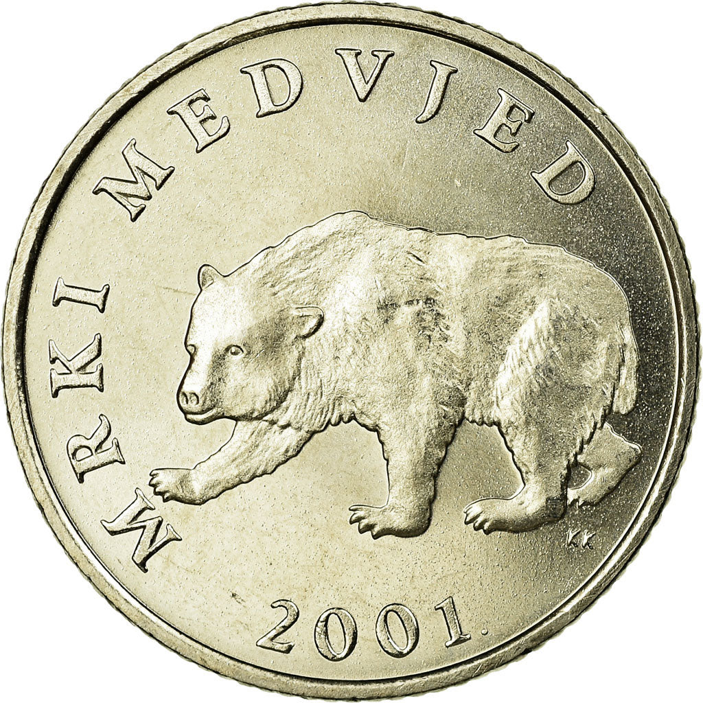 Coin, Croatia, 5 Kuna, 2001, AU(55-58), Copper-Nickel-Zinc, KM:11