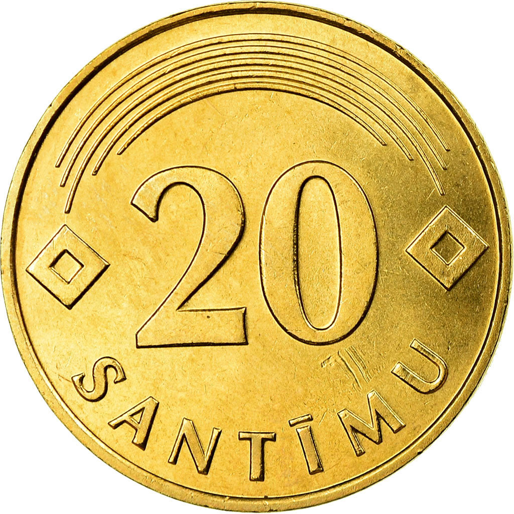 Munten, Letland, 20 Santimu, 1992, UNC-, Nickel-brass, KM:22.1