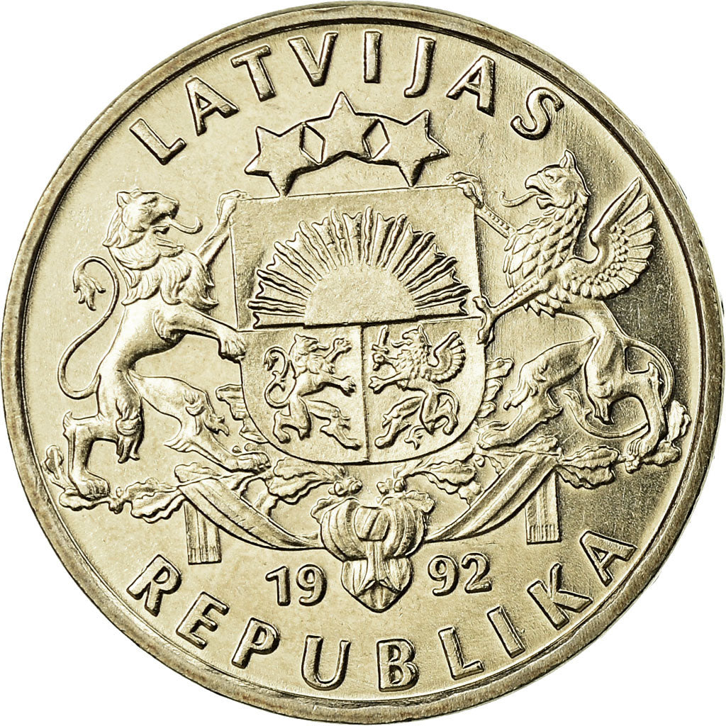 Münze, Latvia, Lats, 1992, UNZ, Copper-nickel, KM:12