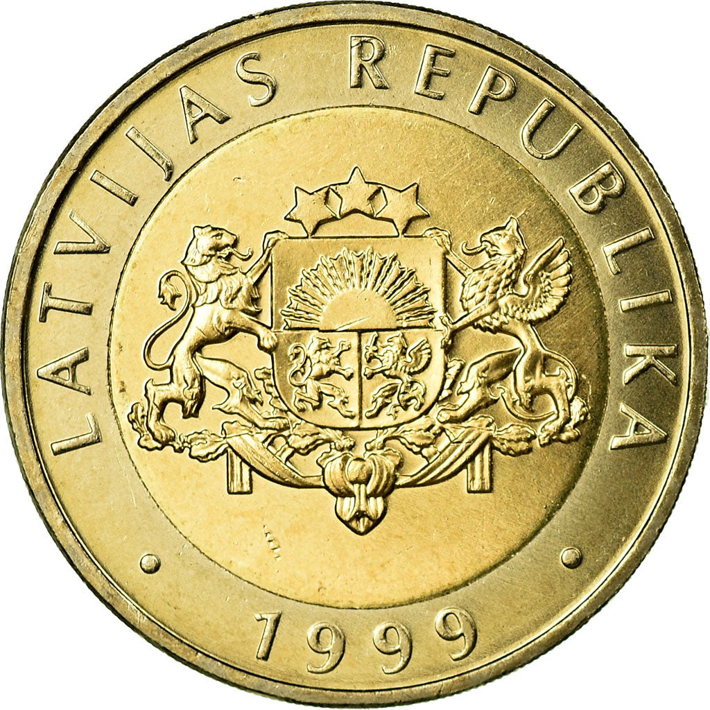 Coin, Latvia, 2 Lati, 1999, MS(63), Bi-Metallic, KM:38