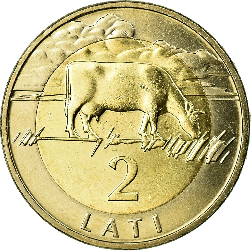 Coin, Latvia, 2 Lati, 1999, MS(63), Bi-Metallic, KM:38