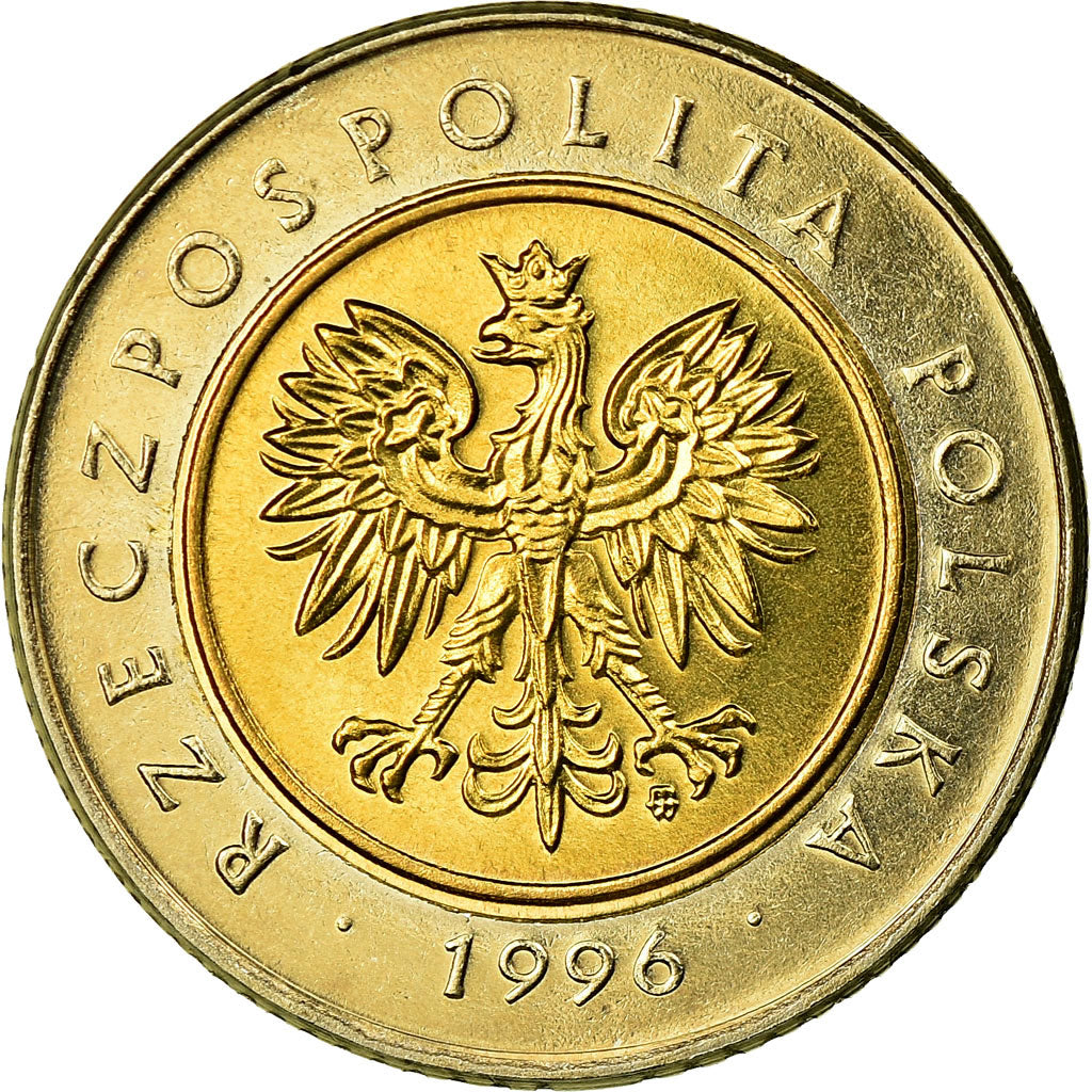 Moneta, Polonia, 5 Zlotych, 1996, Warsaw, SPL, Bi-metallico, KM:284