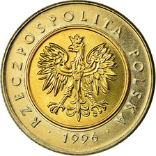 Moneta, Polonia, 5 Zlotych, 1996, Warsaw, SPL, Bi-metallico, KM:284