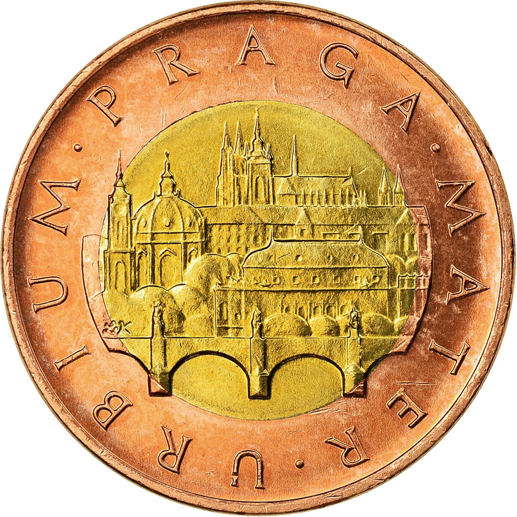 Coin, Czech Republic, 50 Korun, 1993, MS(63), Bi-Metallic, KM:1