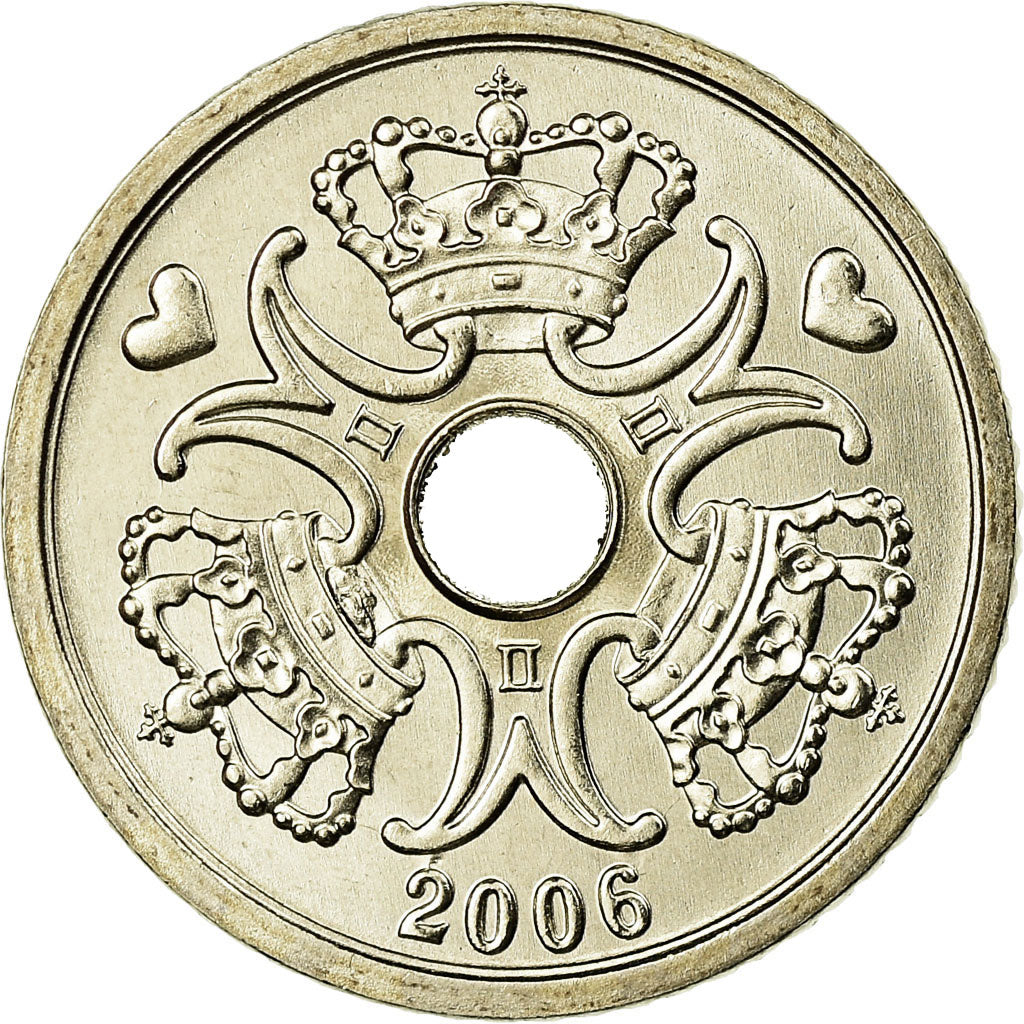 Coin, Denmark, Margrethe II, Krone, 2006, Brondby, MS(63), Copper-nickel
