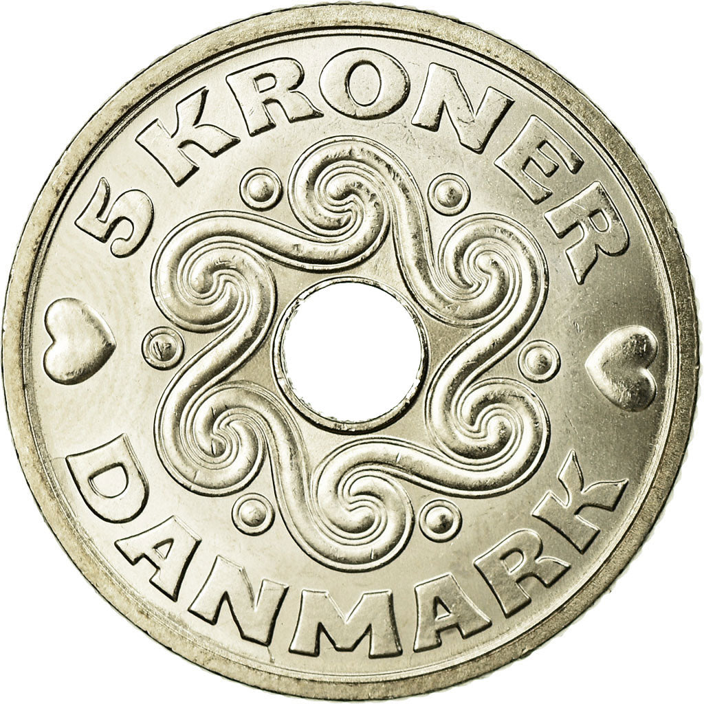 Coin, Denmark, Margrethe II, 5 Kroner, 2007, Brondby, MS(63), Copper-nickel