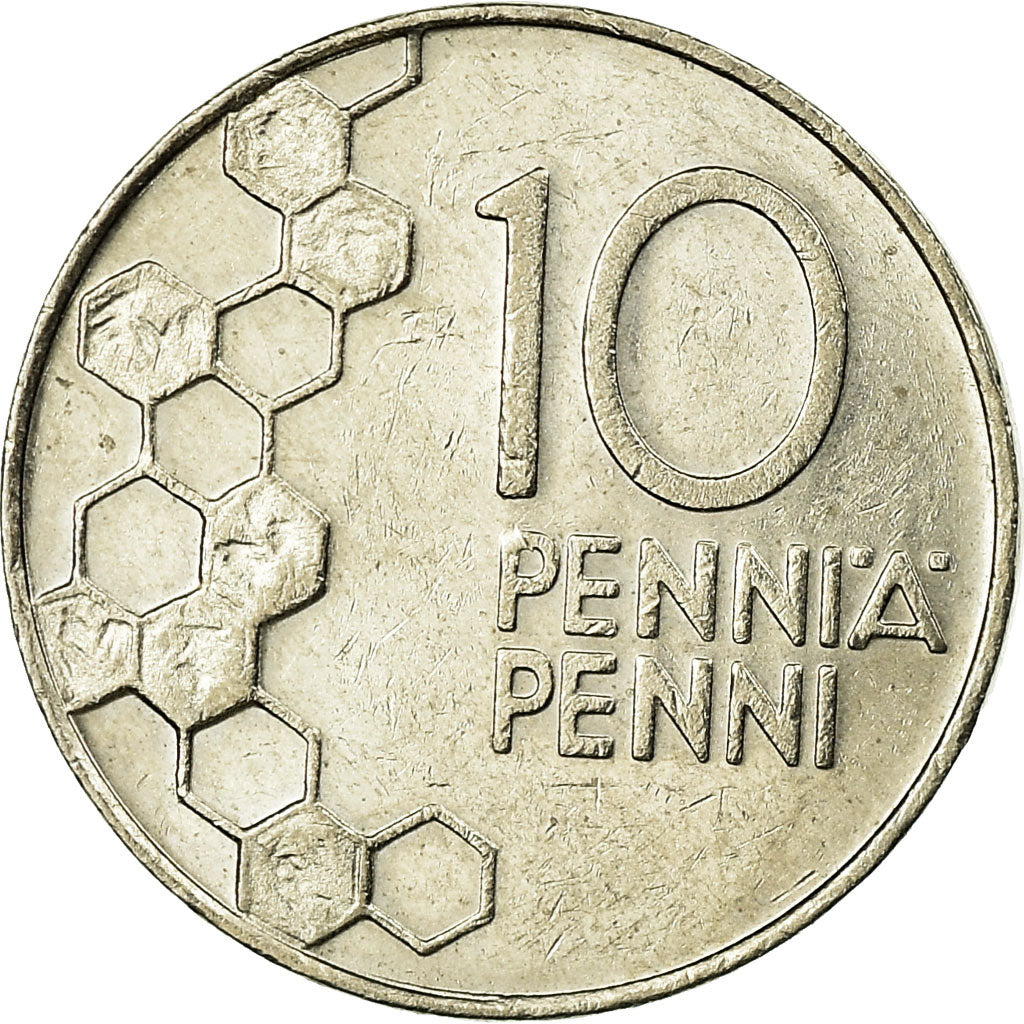 Moneta, Finlandia, 10 Pennia, 1993, AU(55-58), Miedź-Nikiel, KM:65