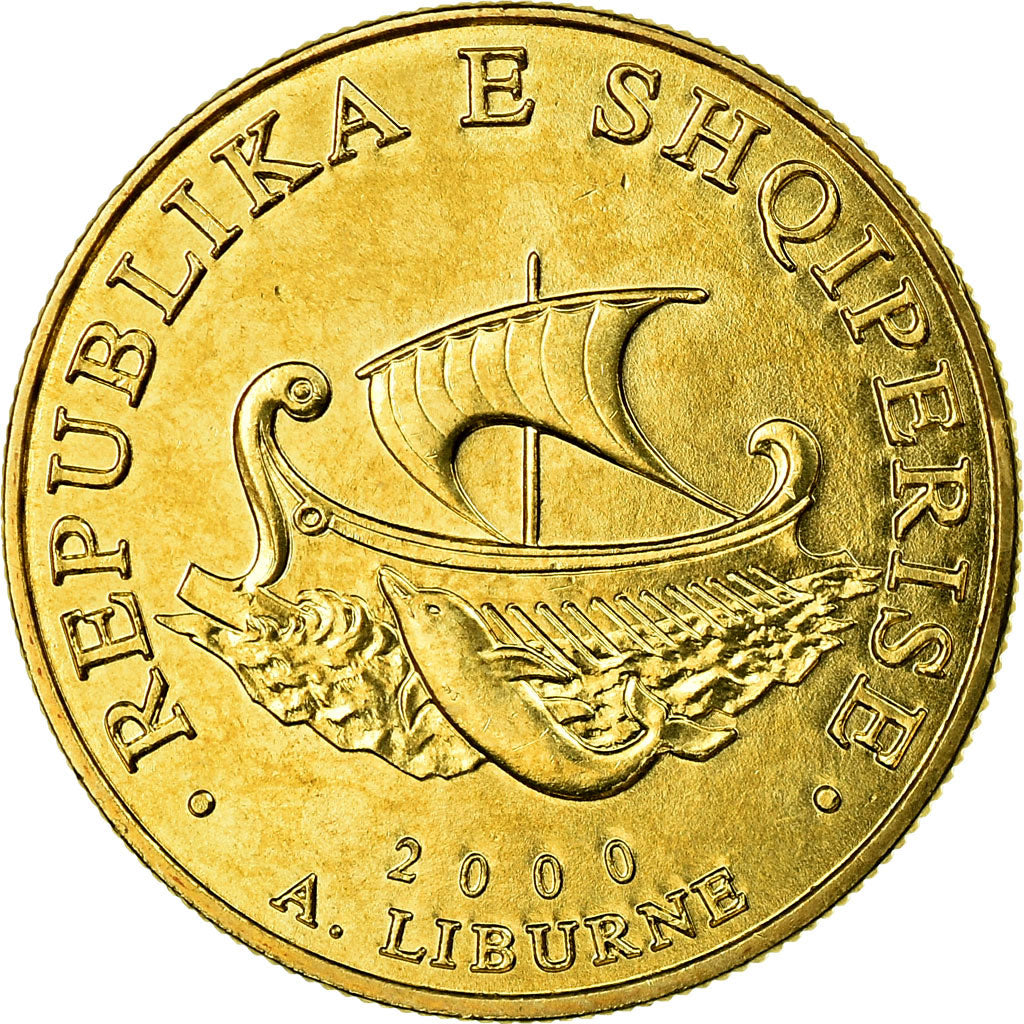 Coin, Albania, 20 Leke, 2000, AU(55-58), Aluminum-Bronze, KM:78
