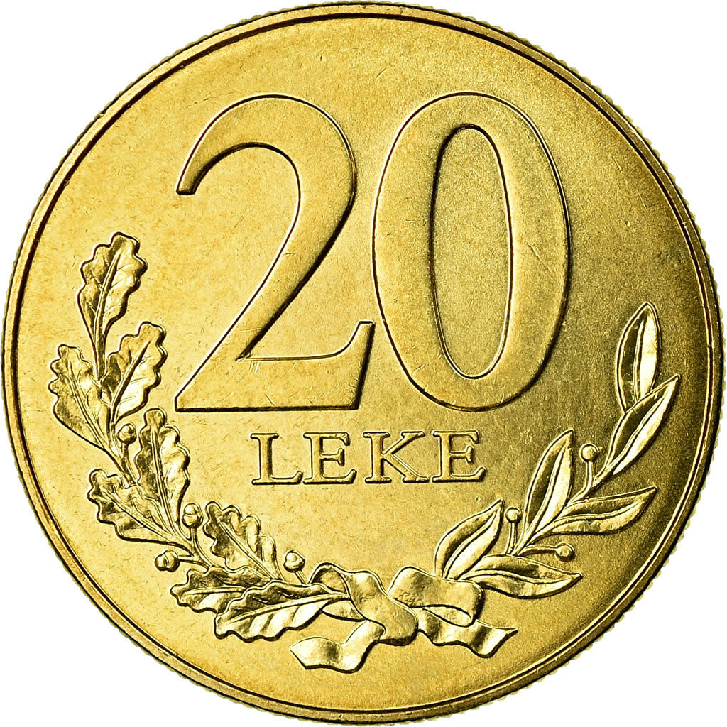 Coin, Albania, 20 Leke, 2000, AU(55-58), Aluminum-Bronze, KM:78
