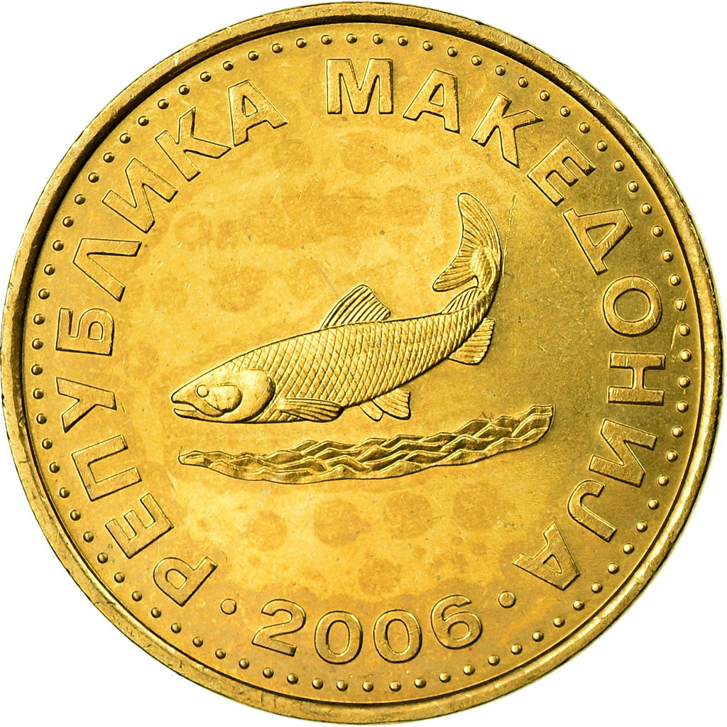 Coin, Macedonia, 2 Denari, 2006, AU(55-58), Brass, KM:3