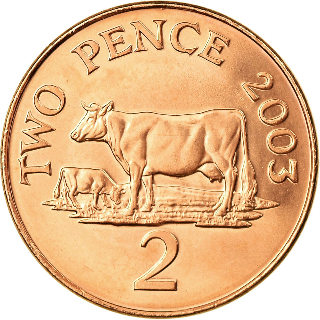 Munten, Guernsey, Elizabeth II, 2 Pence, 2003, British Royal Mint, PR, Copper