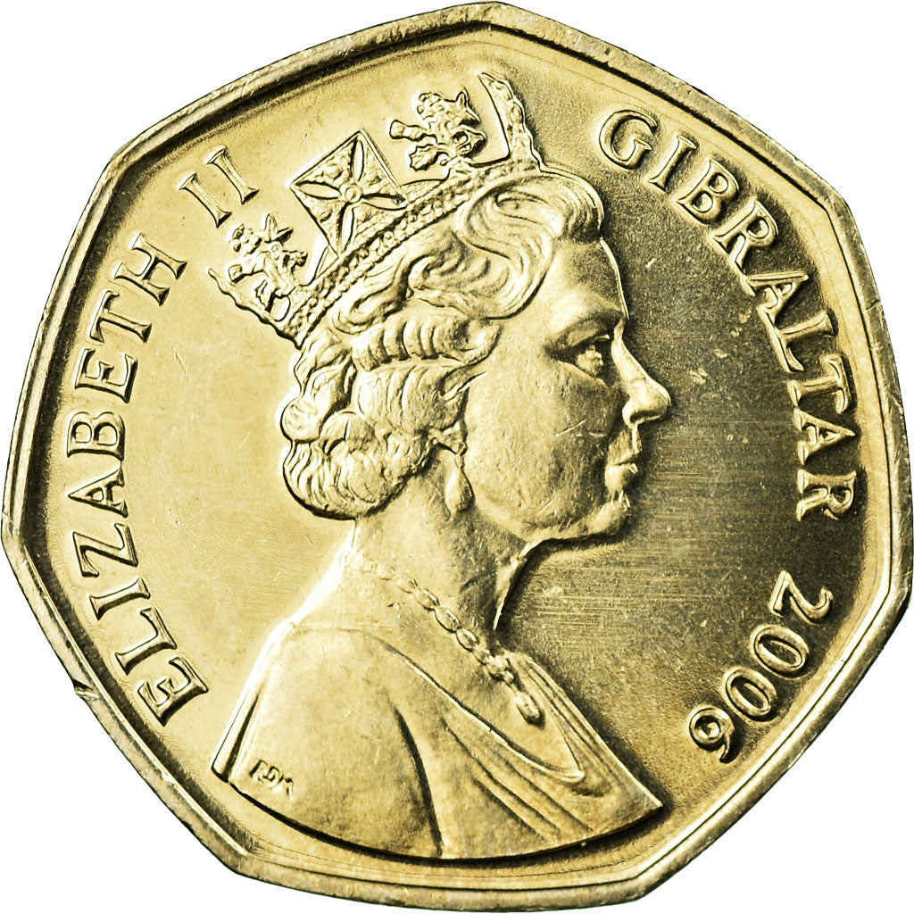 Coin, Gibraltar, Elizabeth II, 50 Pence, 2006, MS(63), Copper-nickel, KM:1068