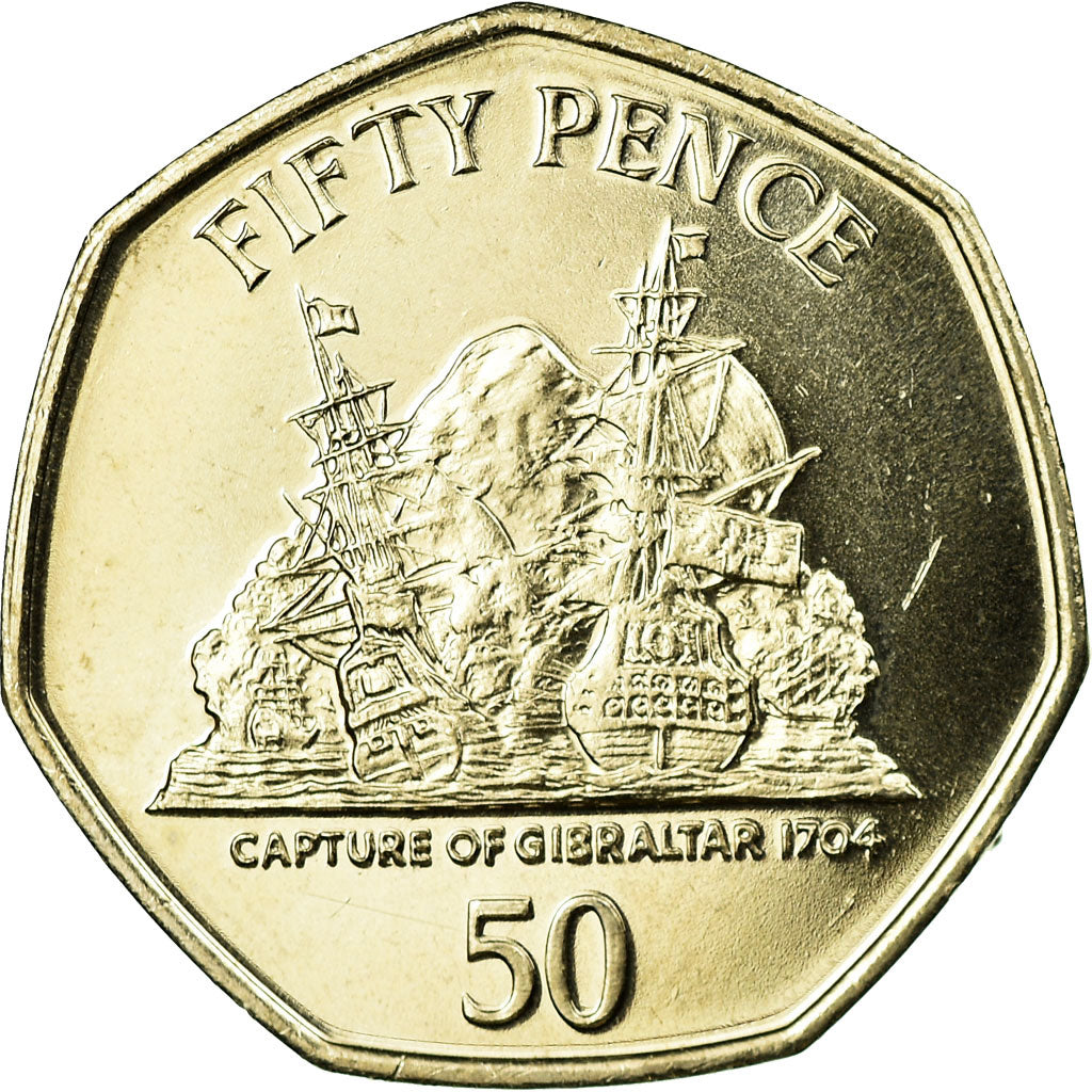 Coin, Gibraltar, Elizabeth II, 50 Pence, 2006, MS(63), Copper-nickel, KM:1068