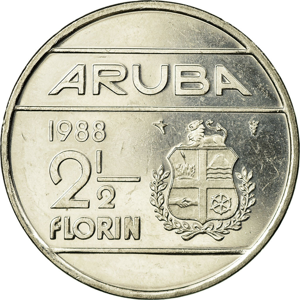 Coin, Aruba, Beatrix, 2-1/2 Florin, 1988, Utrecht, AU(55-58), Nickel Bonded