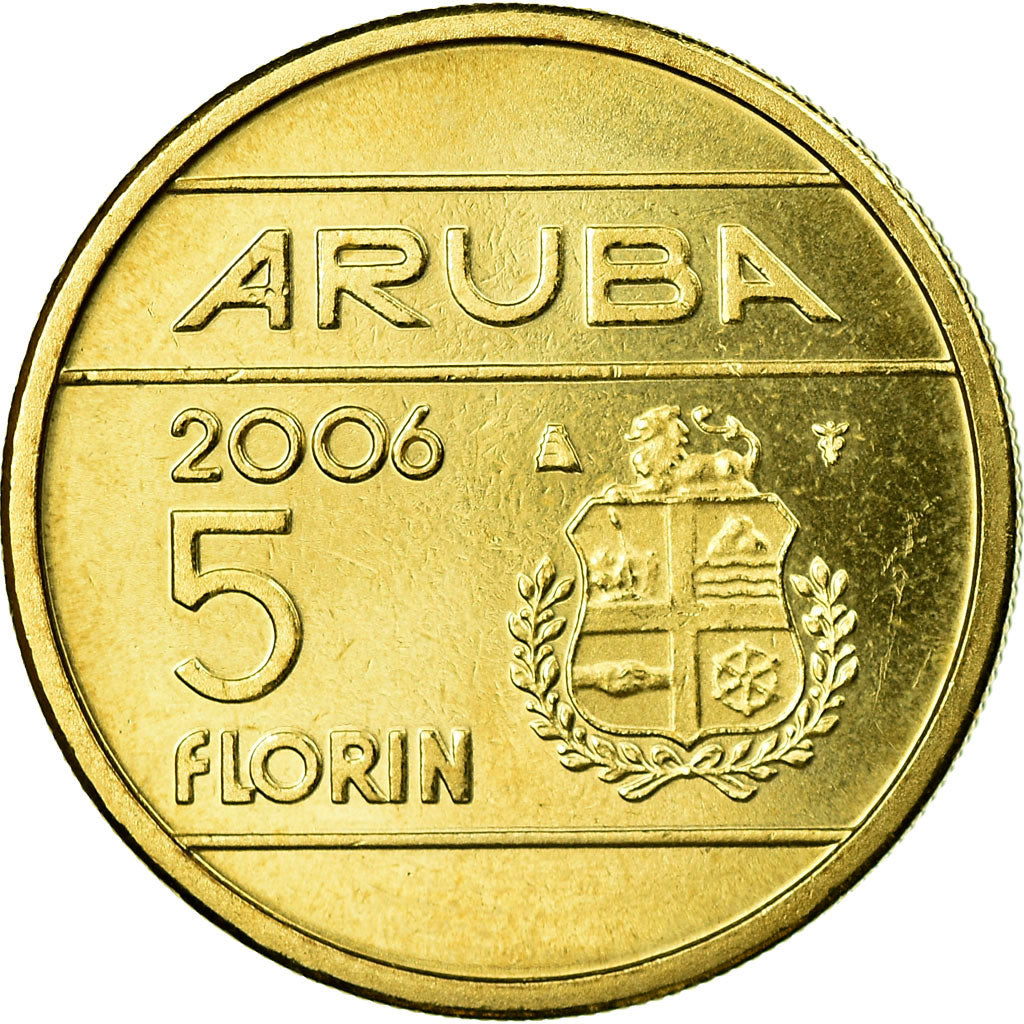 Munten, Aruba, Beatrix, 5 Florin, 2006, Utrecht, PR, Aluminum-Bronze, KM:38