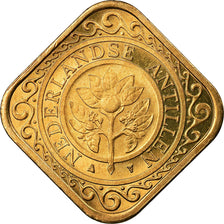 Coin, Netherlands Antilles, Beatrix, 50 Cents, 2004, MS(63), Aureate Steel