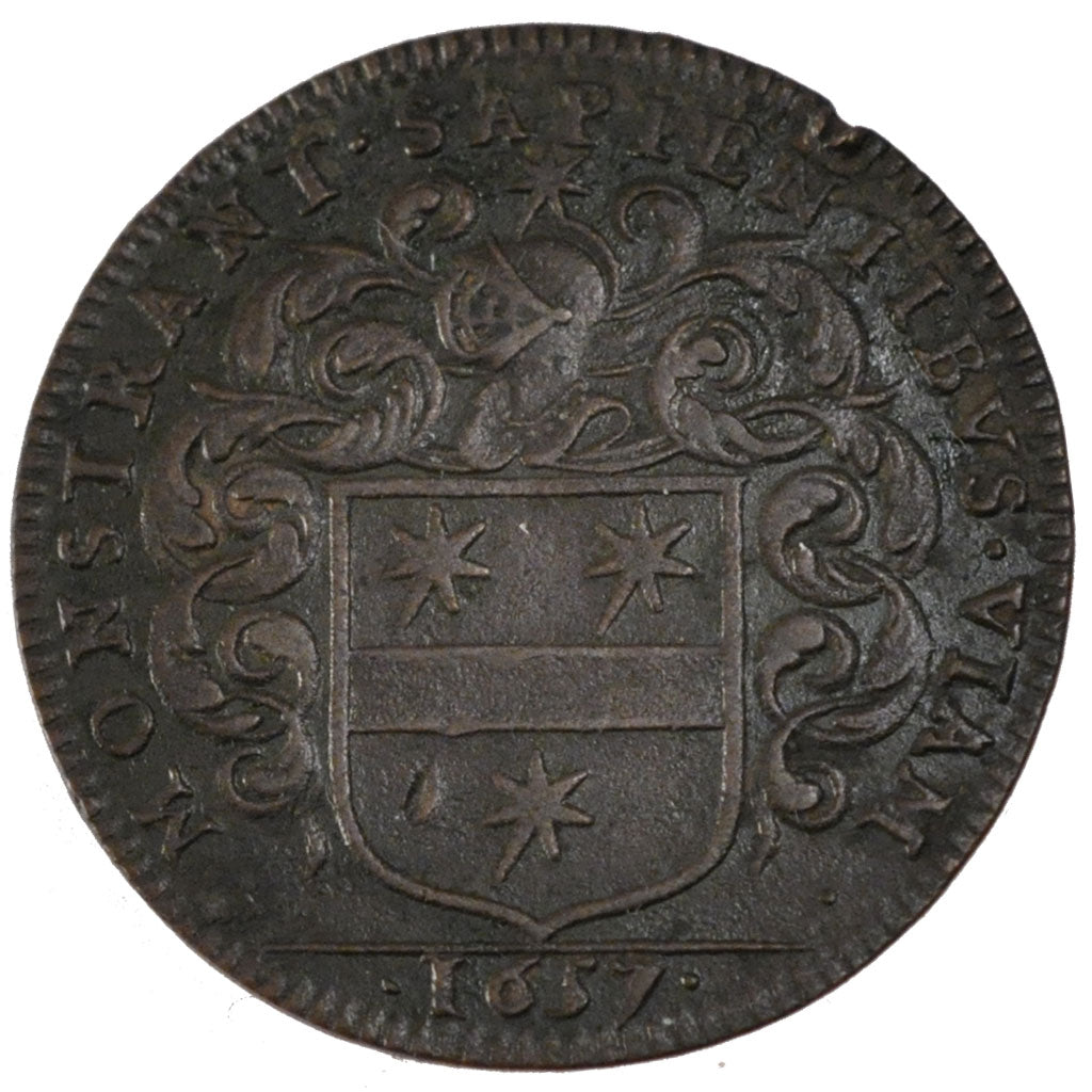 France, Royal, Token, 1657, AU(50-53), Copper, 7.00