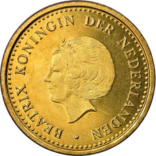 Coin, Netherlands Antilles, Beatrix, Gulden, 2004, MS(63), Aureate Steel, KM:37