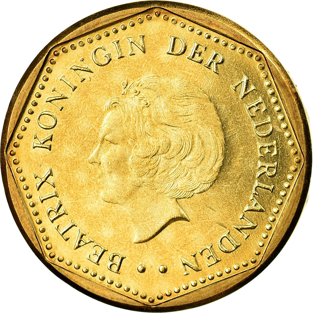 Coin, Netherlands Antilles, Beatrix, 5 Gulden, 2004, MS(63), Aureate Bonded