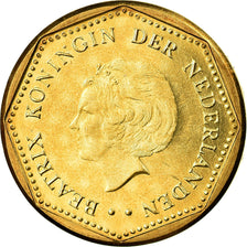 Coin, Netherlands Antilles, Beatrix, 5 Gulden, 2004, MS(63), Aureate Bonded
