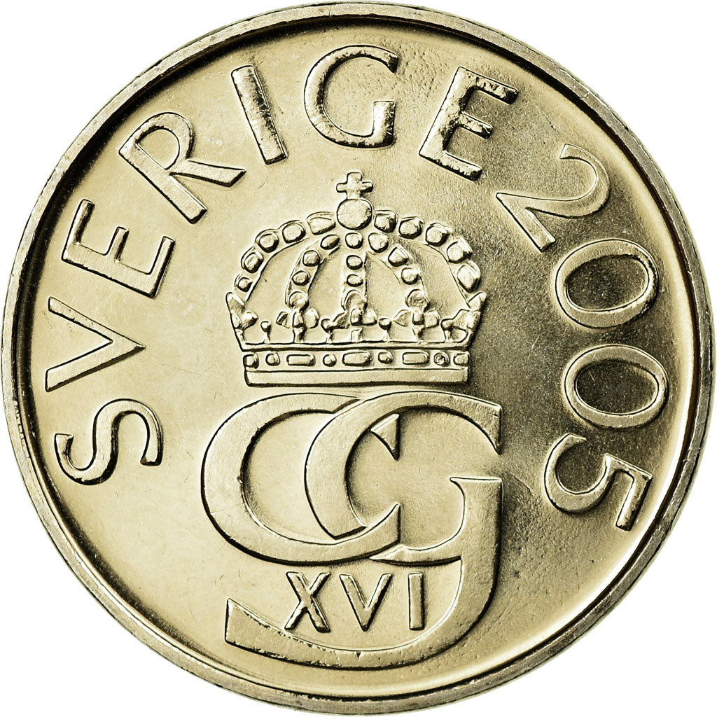 Coin, Sweden, Carl XVI Gustaf, 5 Kronor, 2005, MS(63), Copper-Nickel Clad