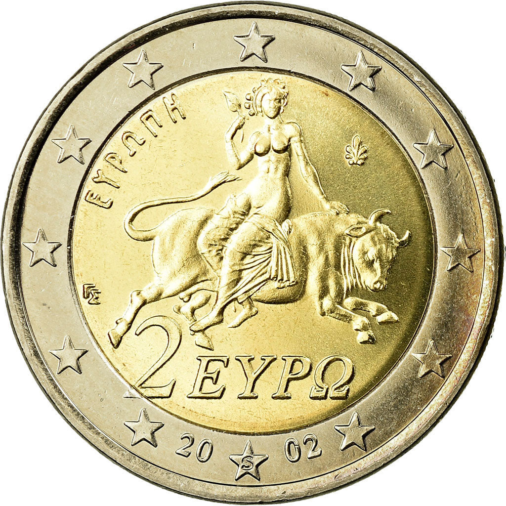 Grecia, 2 Euro, 2002, SC, Bimetálico, KM:188