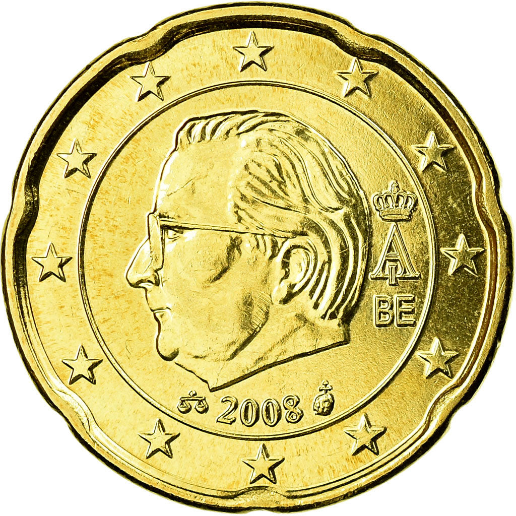 Belgium, 20 Euro Cent, 2008, MS(63), Brass, KM:278