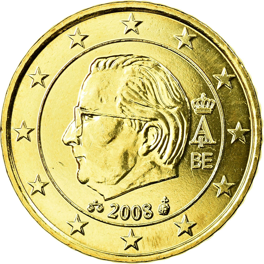 Belgia, 50 Euro Cent, 2008, Brussels, MS(63), Mosiądz, KM:279