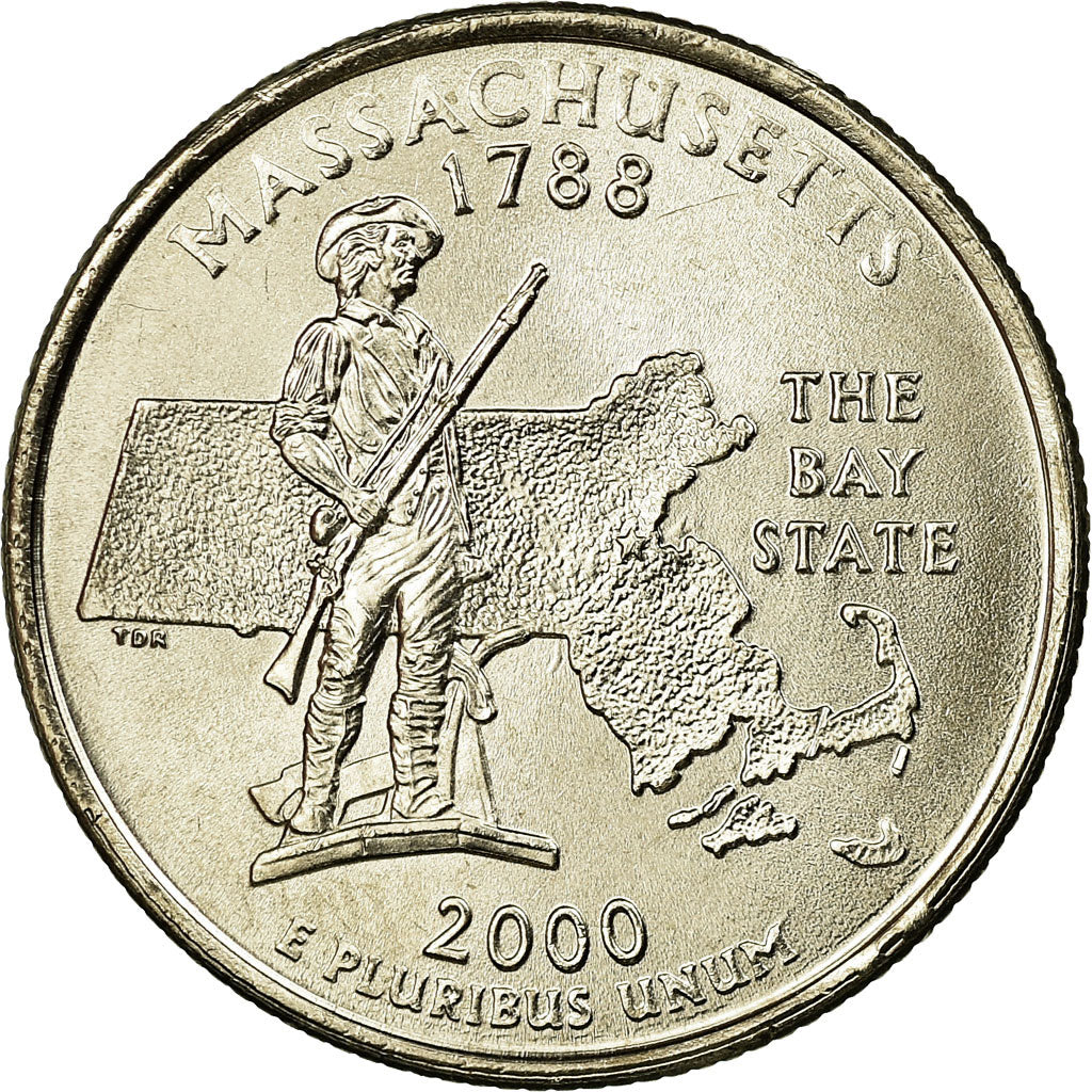 Coin, United States, Massachusetts, Quarter, 2000, U.S. Mint, Philadelphia