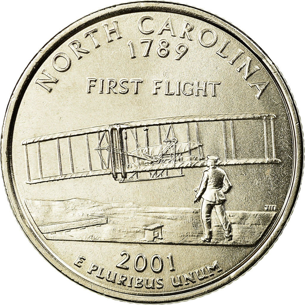 Coin, United States, North Carolina, Quarter, 2001, U.S. Mint, Philadelphia