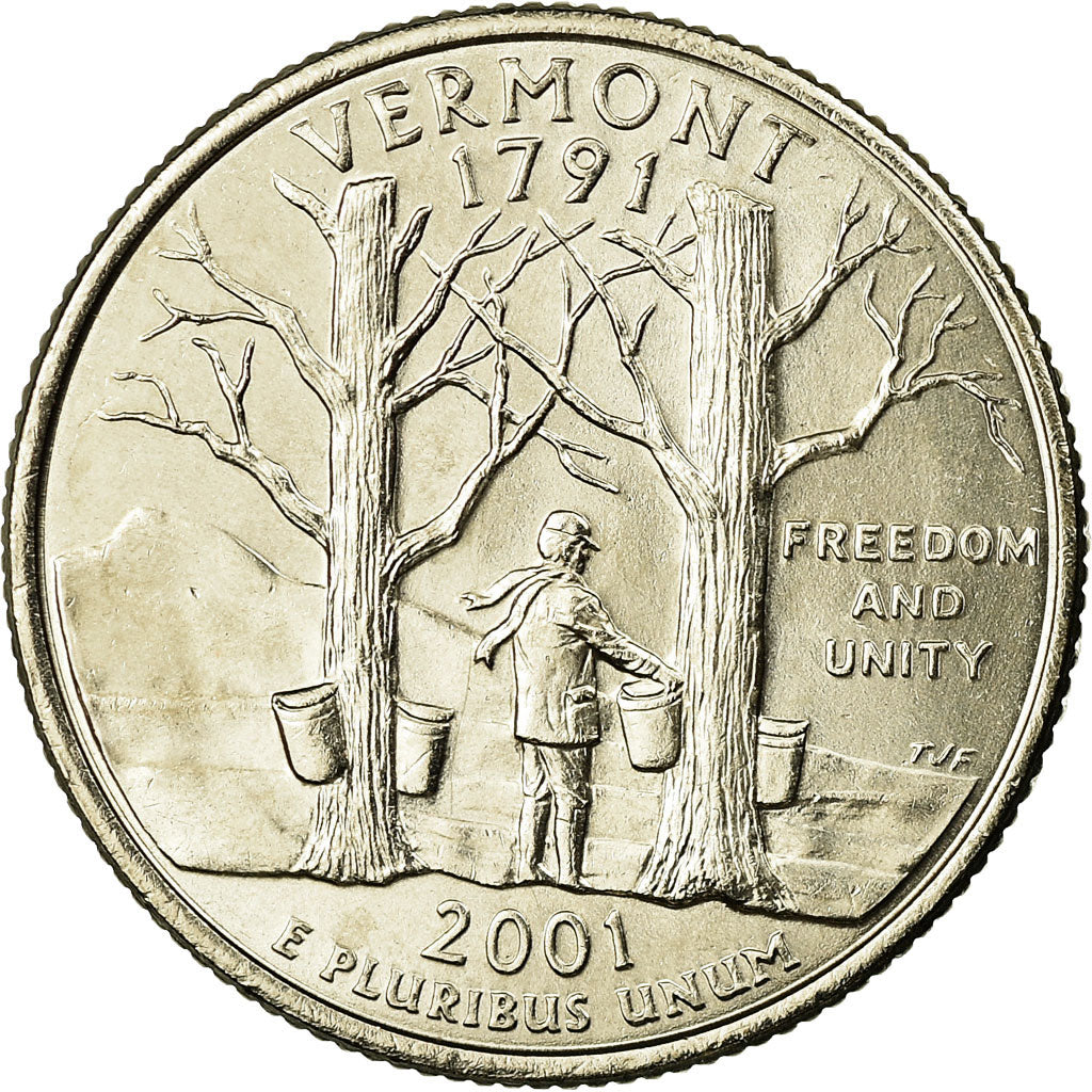 Coin, United States, Vermont, Quarter, 2001, U.S. Mint, Denver, MS(63)
