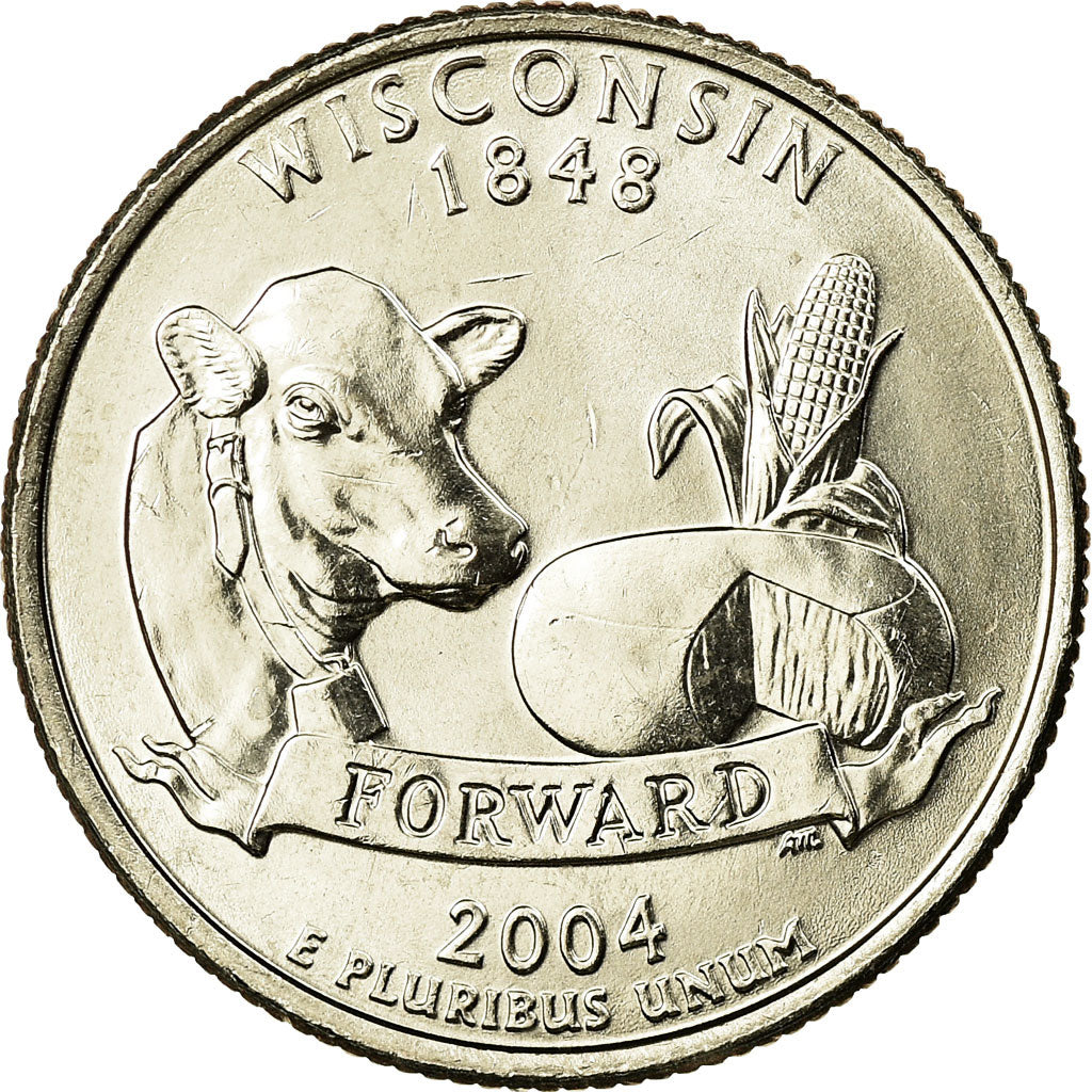 Coin, United States, Wisconsin, Quarter, 2004, U.S. Mint, Denver, MS(63)