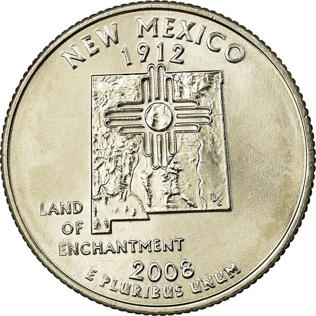 Moneta, Stati Uniti, New Mexico, Quarter, 2008, U.S. Mint, Dahlonega, SPL, Rame