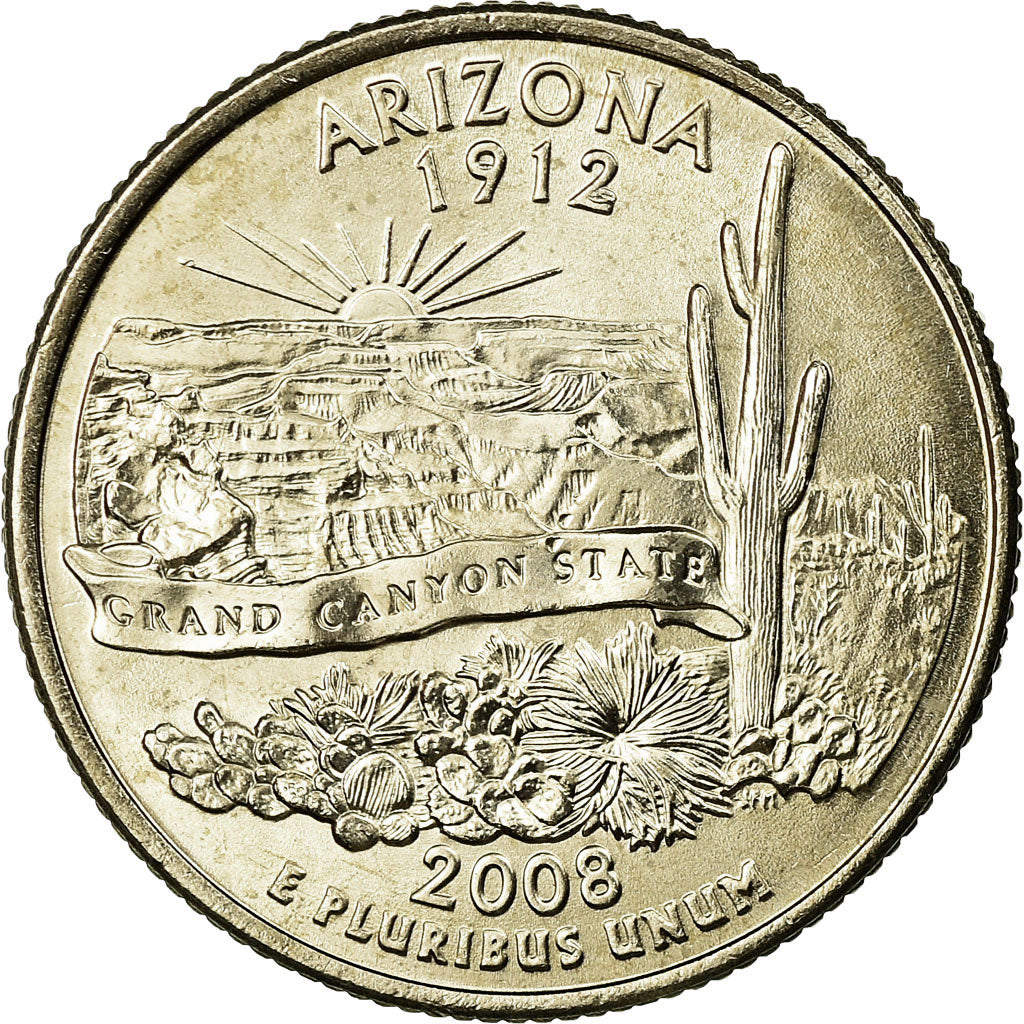Coin, United States, Arizona, Quarter, 2008, U.S. Mint, Philadelphia, MS(63)