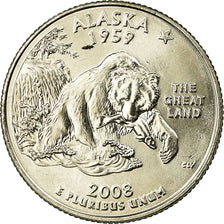 Moneda, Estados Unidos, Alaska, Quarter, 2008, U.S. Mint, Denver, SC, Cobre -