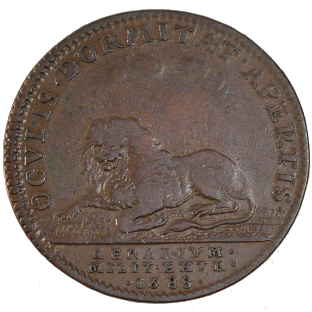 France, Royal, Token, 1688, EF(40-45), Copper, Feuardent #941, 7.97