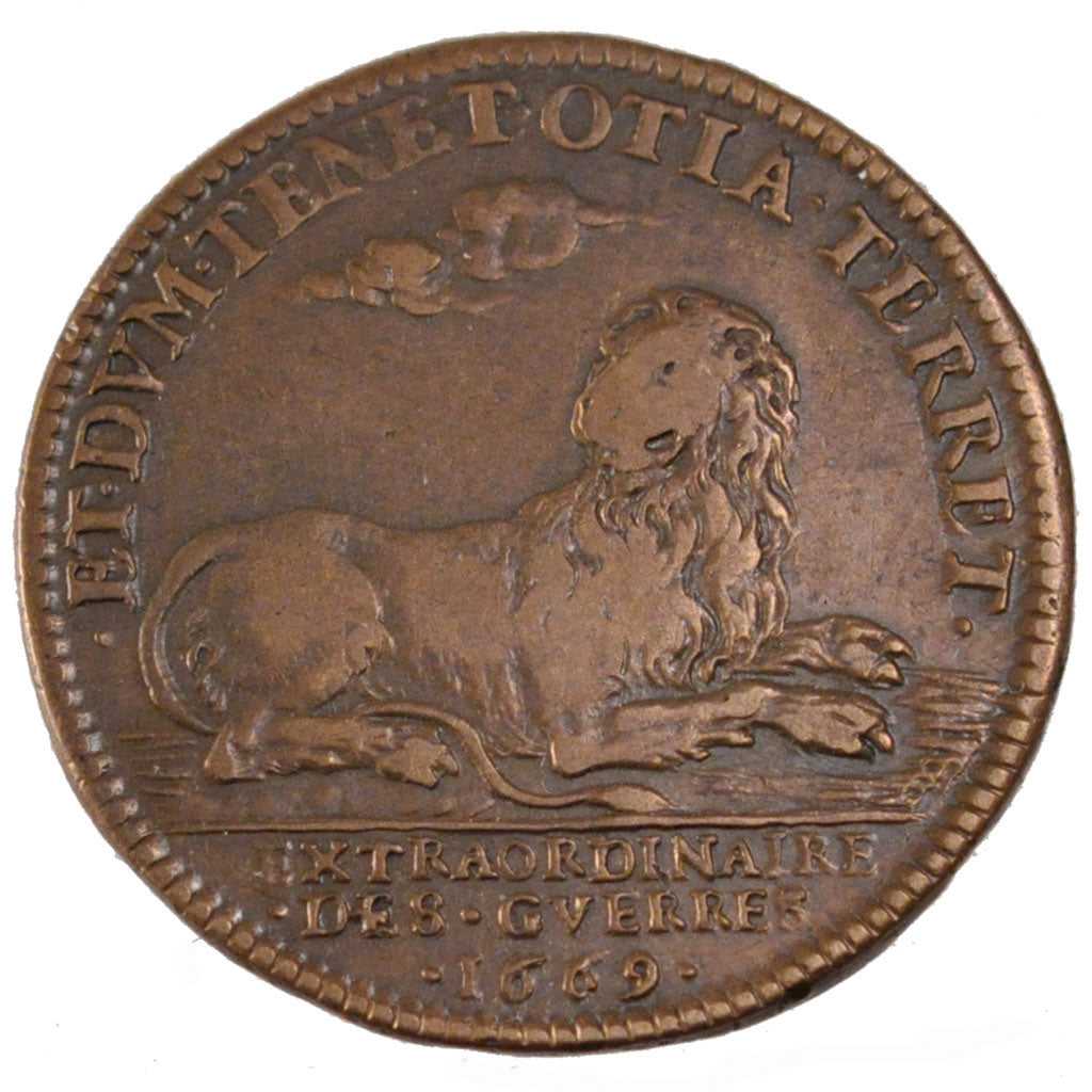 France, Royal, Token, 1669, EF(40-45), Copper, Feuardent #668, 8.04