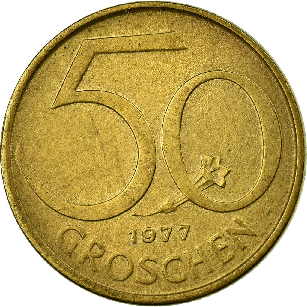 Moneta, Austria, 50 Groschen, 1977, BB, Alluminio-bronzo, KM:2885