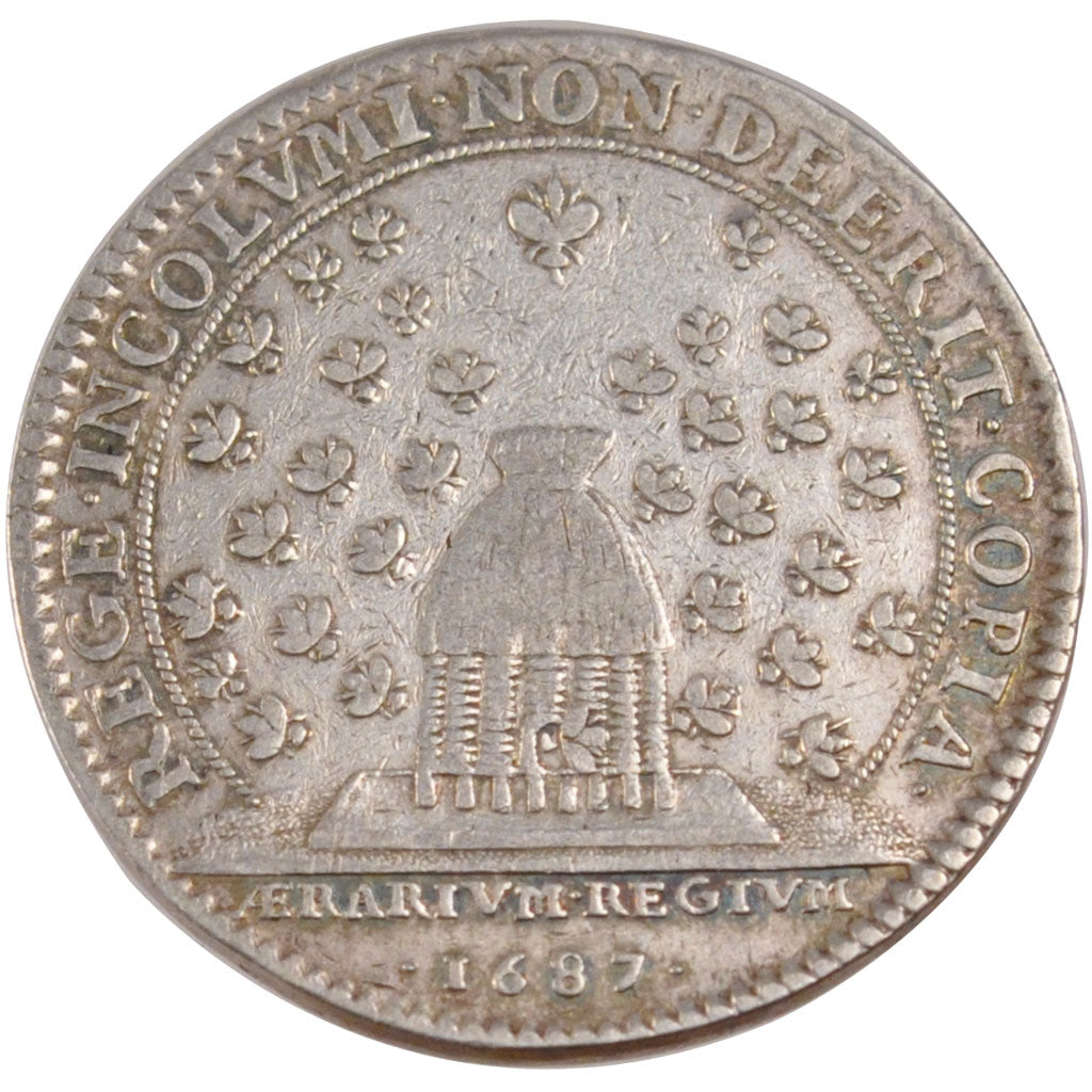 France, Royal, Token, 1687, EF(40-45), Silver, Feuardent #1923, 7.46