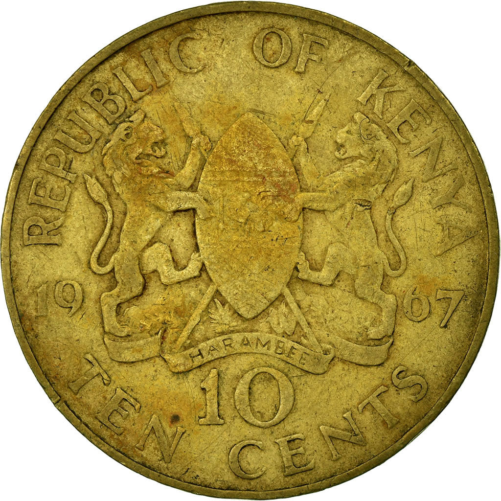 Münze, Kenya, 10 Cents, 1967, SS, Nickel-brass, KM:2